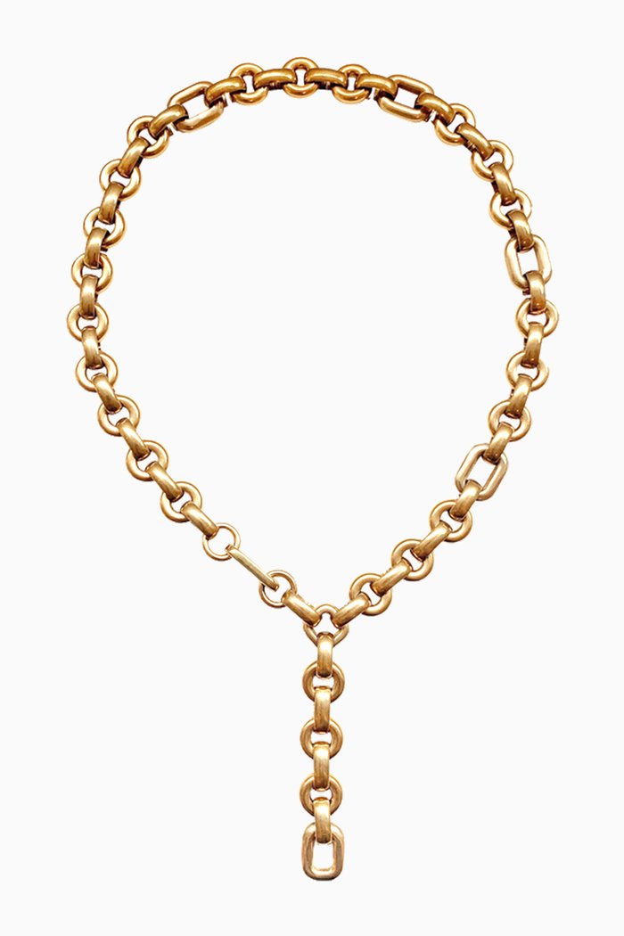 Bianca Lariat Necklace in 14kt Gold-plated Brass