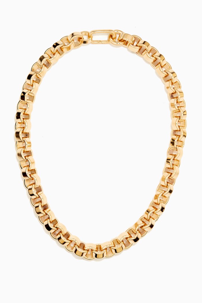 

Claudia Flat Chain Necklace in 14kt Gold-plated Brass