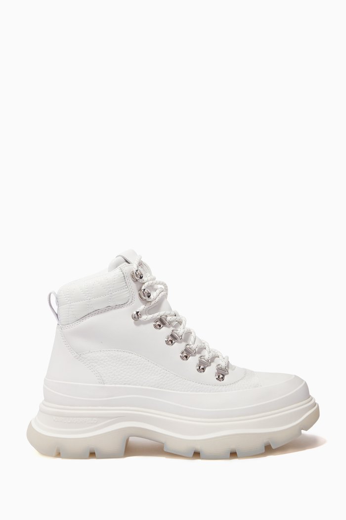 

Luna Hiker Lace High-top Boots in Calf-leather, White