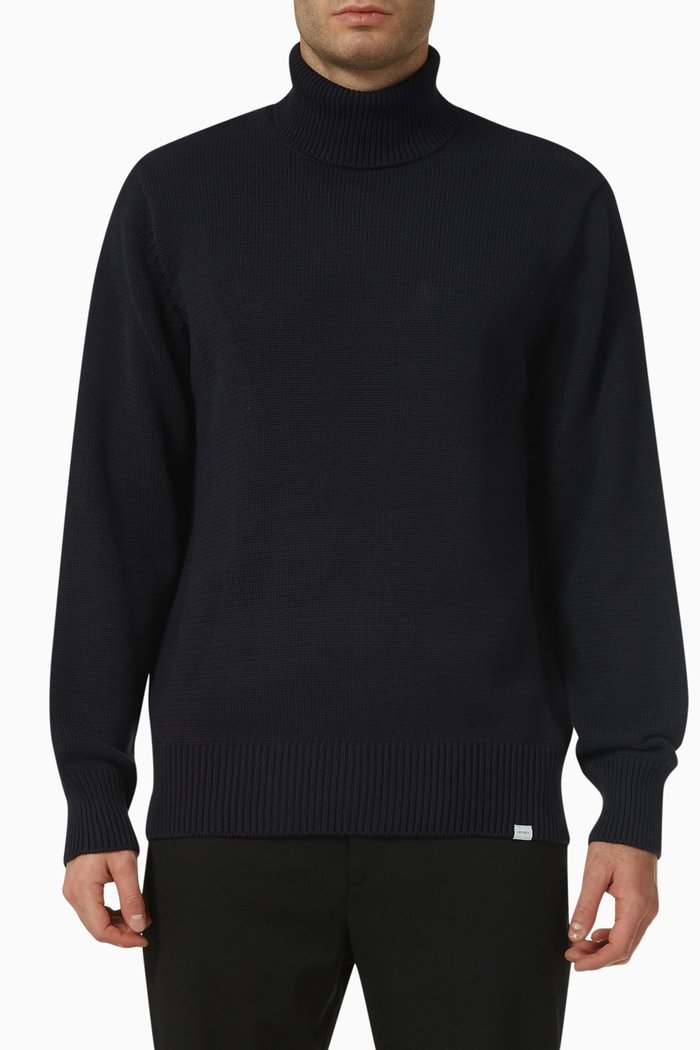 

Grant Turtleneck Sweater in Cotton, Blue