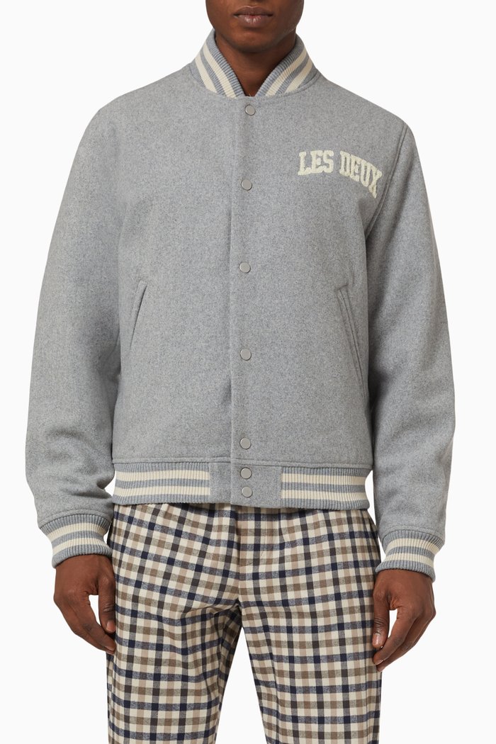 

Logo Varsity Jacket in Wool-blend, Grey