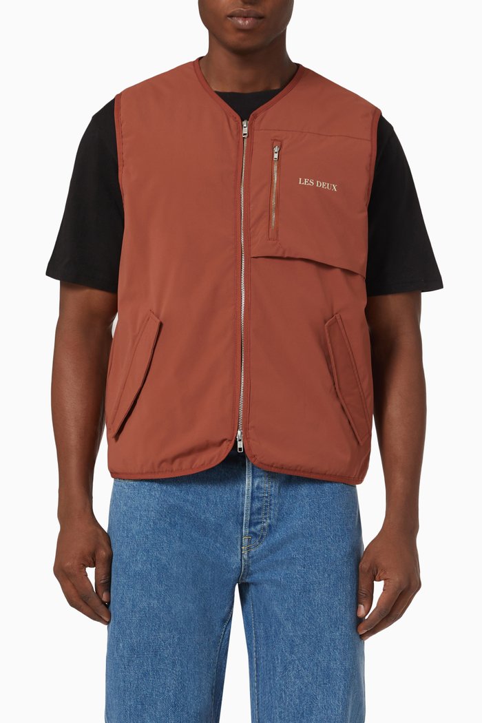 Mack Vest in Recycled Technical Fabric, Orange