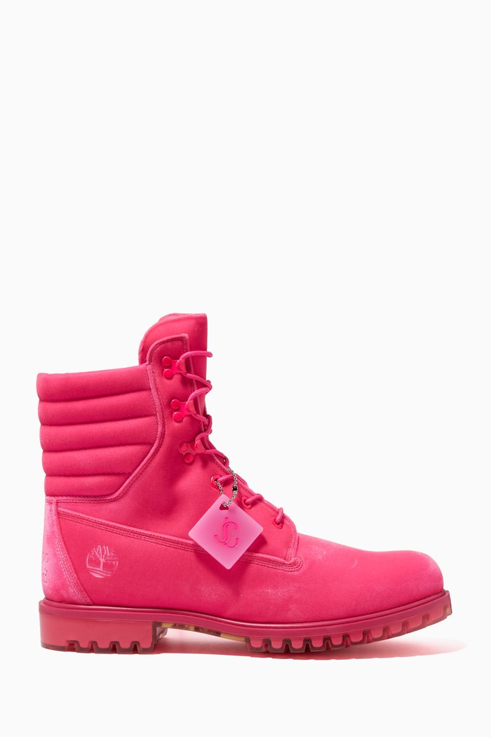 

x Timberland Padded Ankle Boots in Velvet, Pink