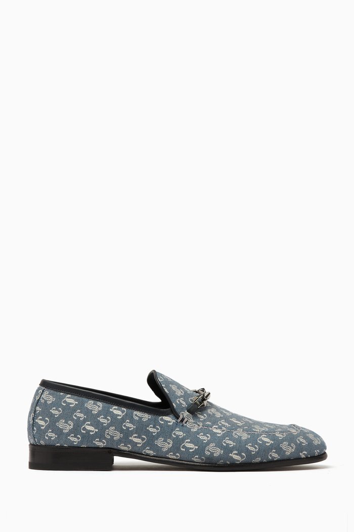

Marti Reverse Loafers in JC Monogram Denim, Blue