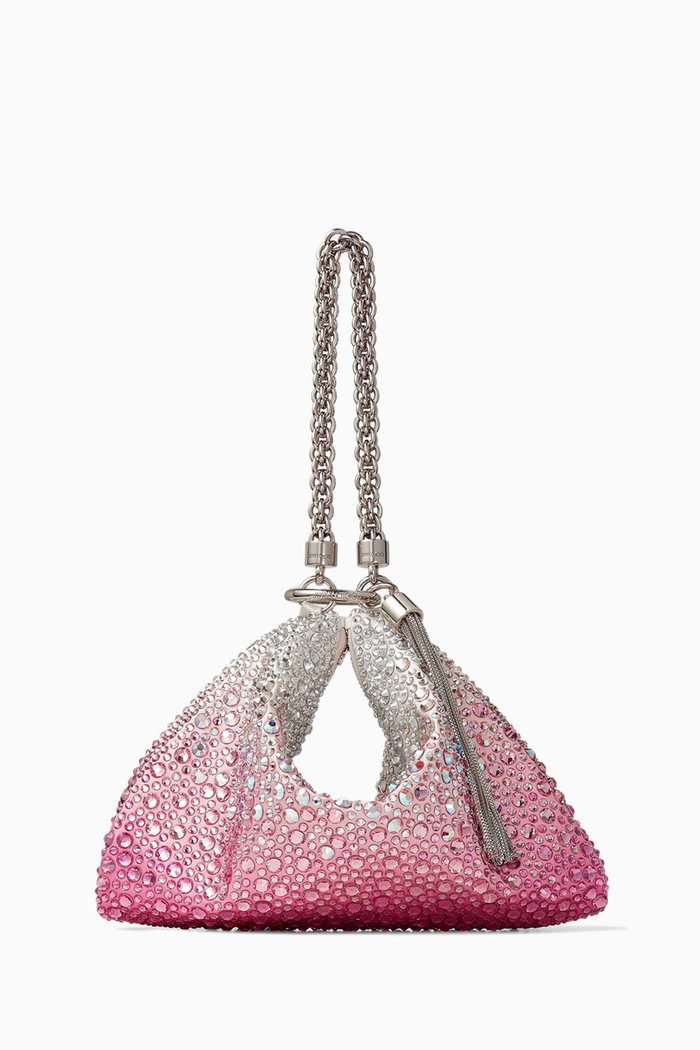 

Callie Clutch Bag in Rhinestone Dégradé Satin, Pink