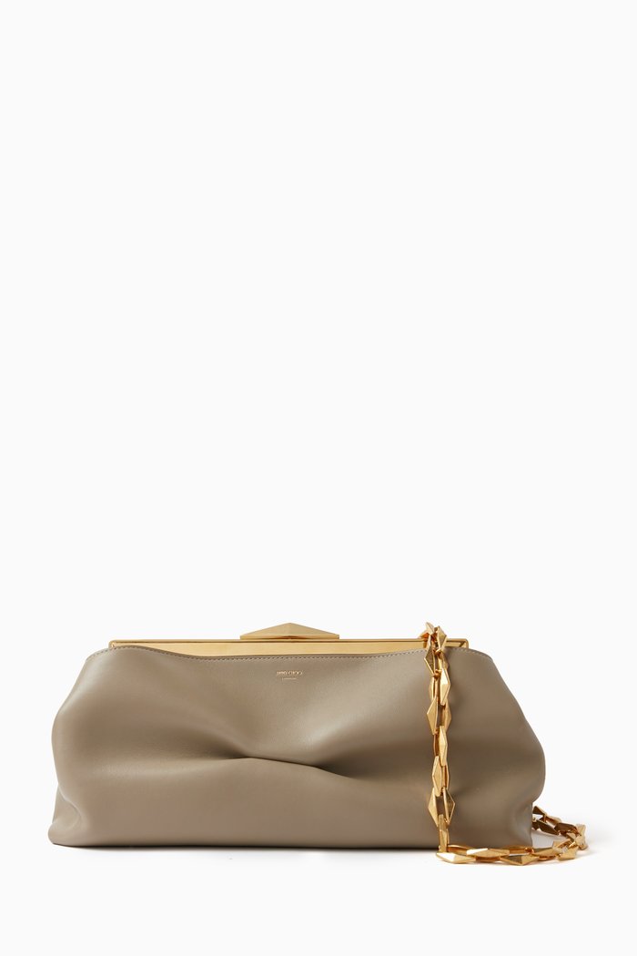 

Diamond Frame Clutch Bag in Nappa, Brown