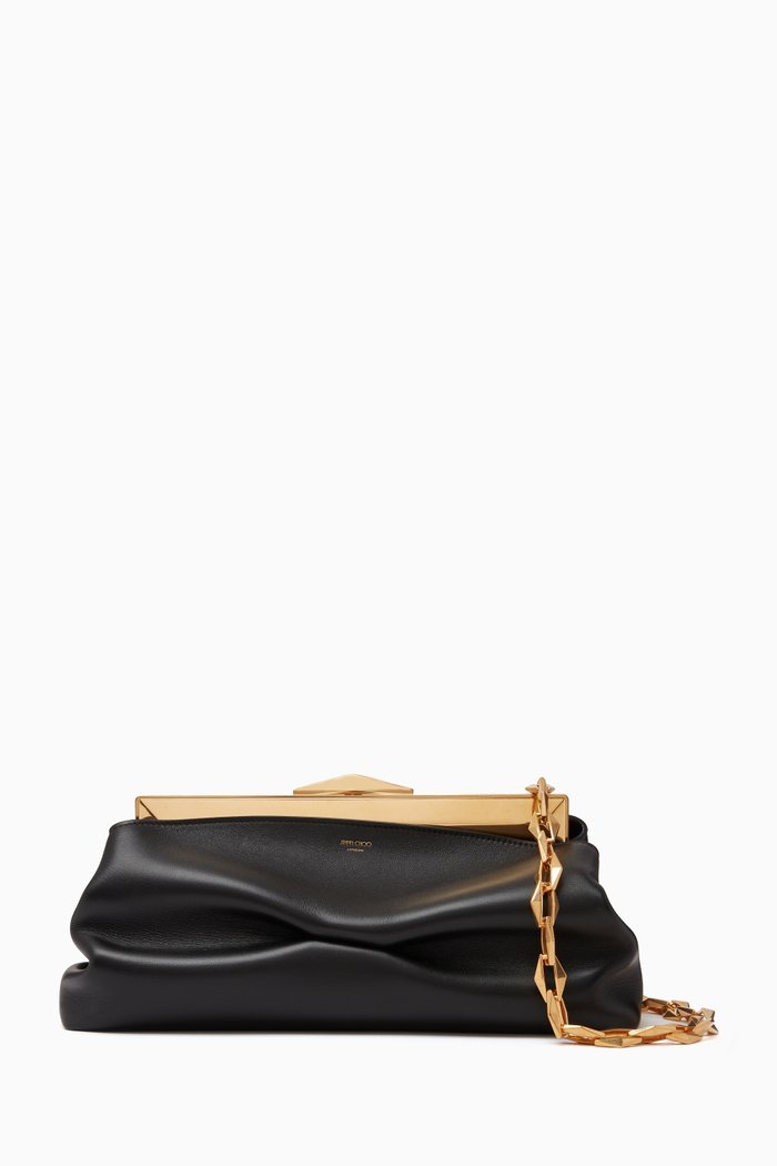 

Diamond Frame Clutch Bag in Nappa, Black