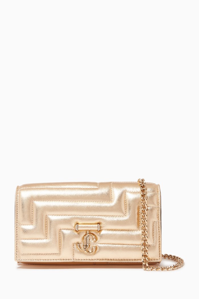 

Avenue Chain Wallet in Quilted Metallic Nappa, Gold