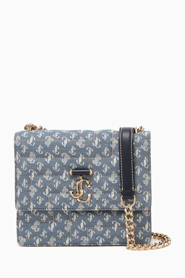 Avenue Quad Shoulder Bag in JC Monogram Denim, Blue