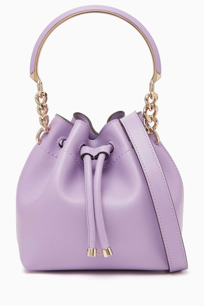 

Bon Bon Bucket Bag in Shiny Smooth Leather, Bright purple