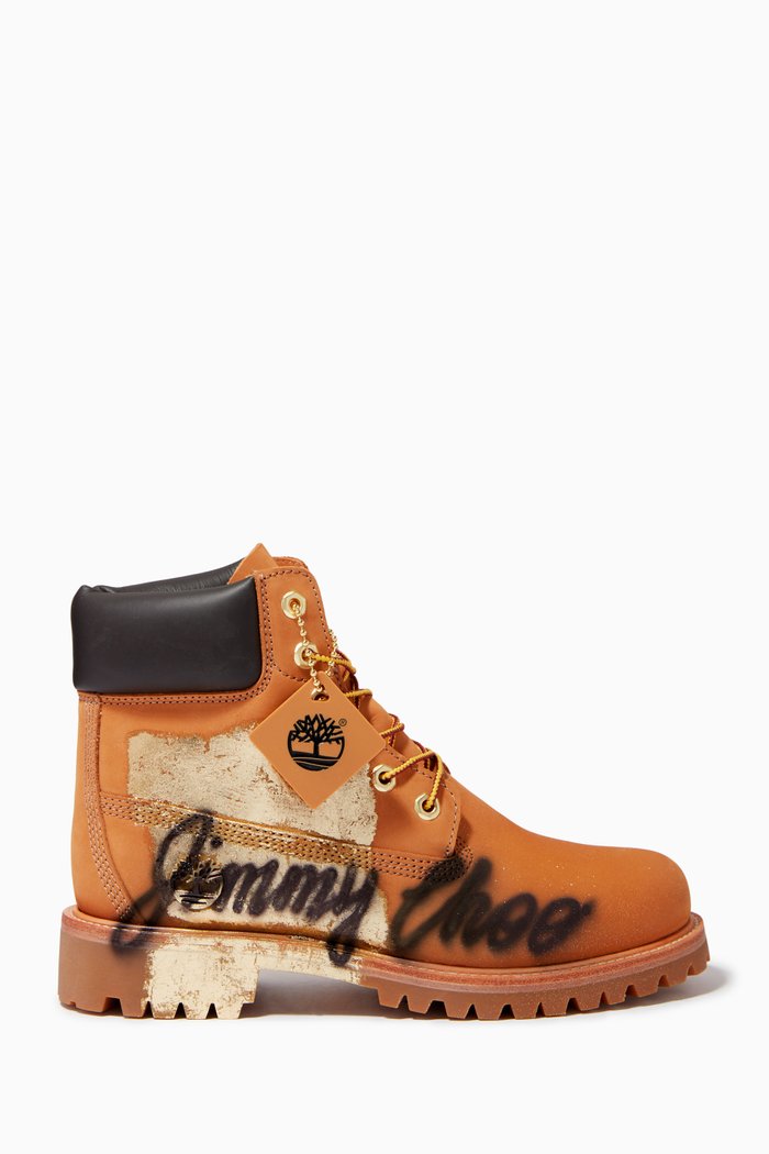 

x Timberland Graffiti-logo Ankle Boots in Leather, Neutral