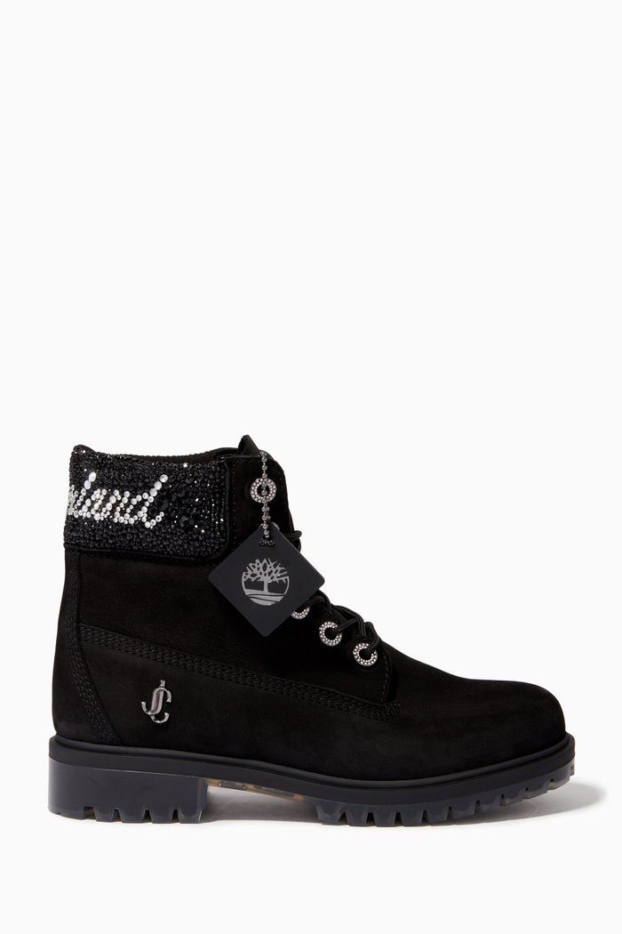 

x Timberland Crystal-embellished Ankle Boots in Suede, Black