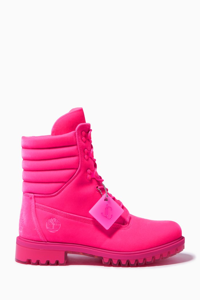 

x Timberland Padded Ankle Boots in Velvet, Pink