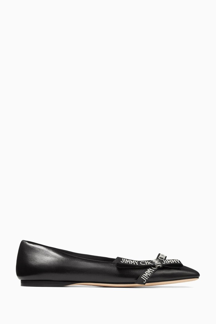 

Veda Flat Ballerina Pumps in Nappa Leather, Black