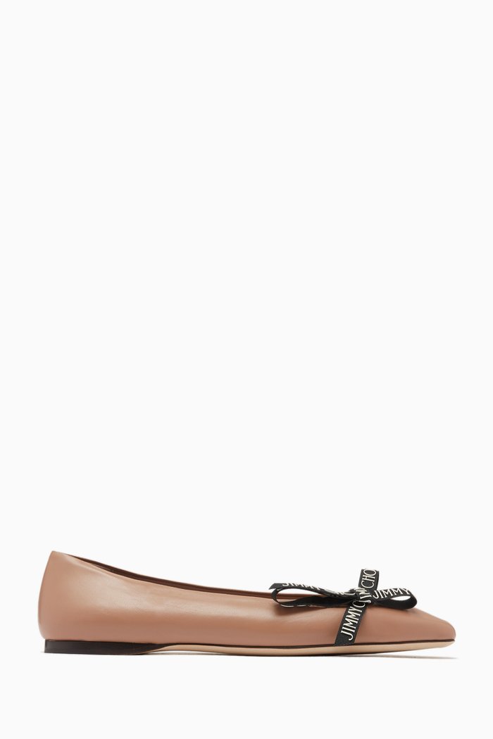 Veda Flat Ballerina Pumps in Nappa Leather, Pink