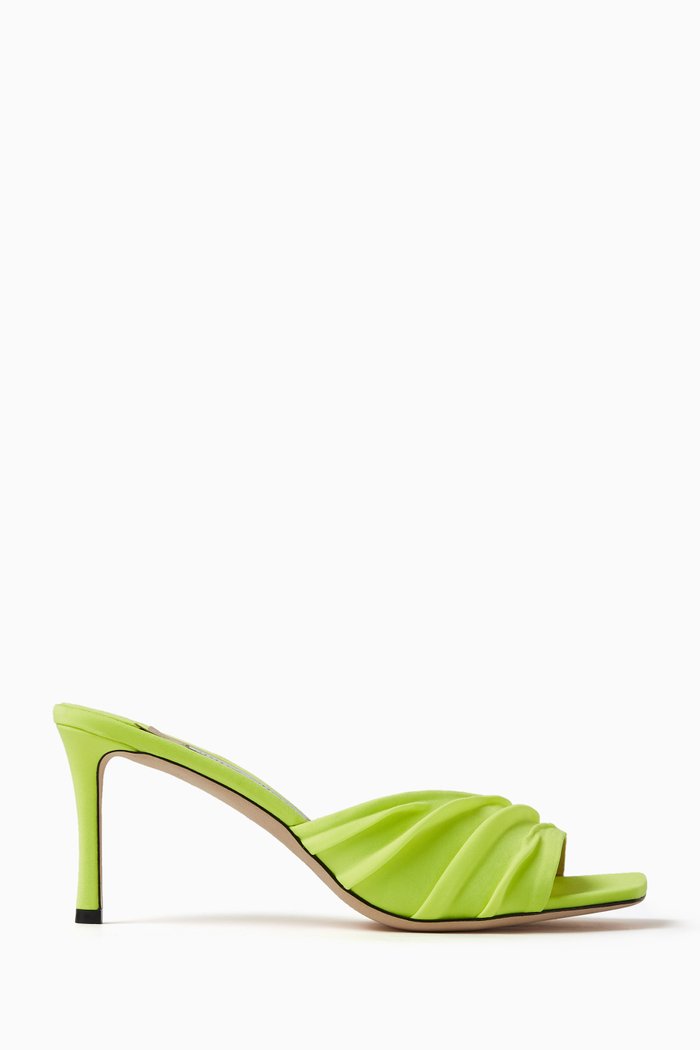 

Basil 75 Mule Sandals in Glossy Jersey, Green