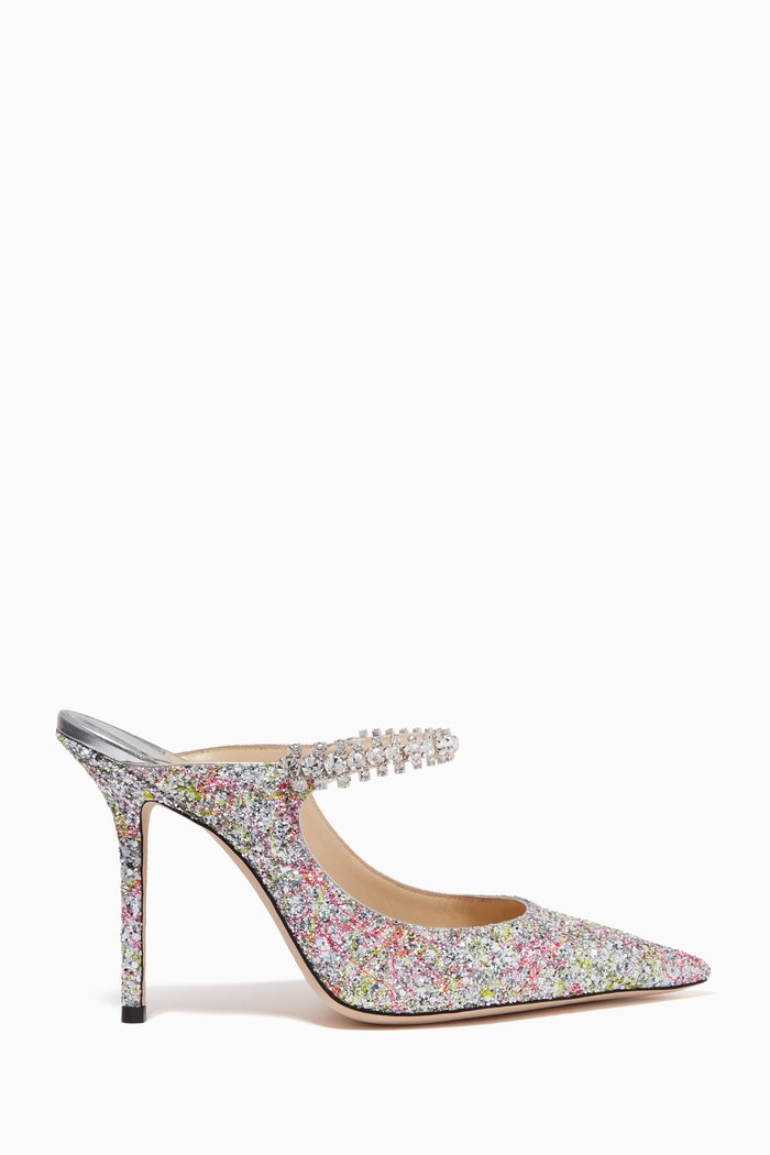 

Bing 100 Mule Heels in Glitter-encrusted Textile, Multicolour