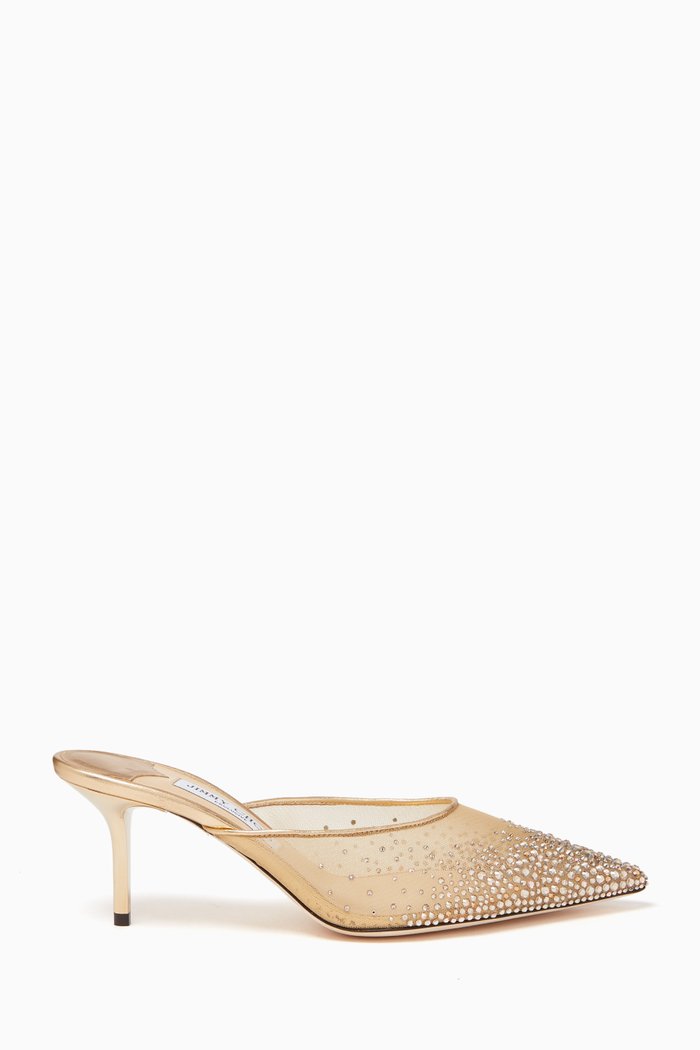 

Rav 65 Mules in Degradé Crystal Mesh, Gold