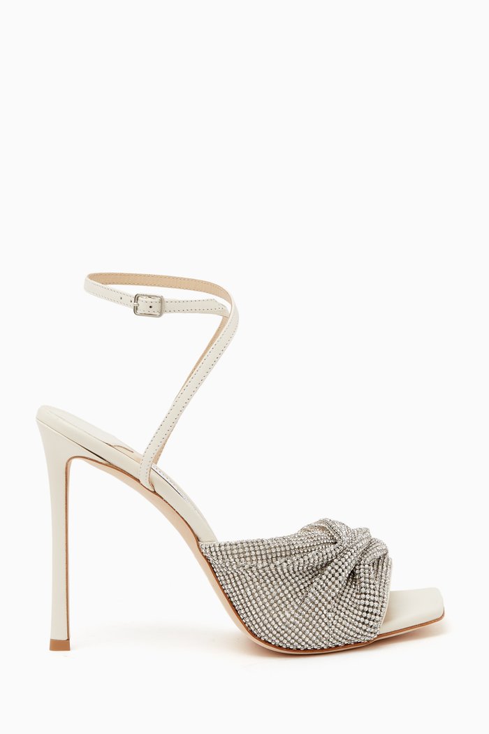 

Naria 110 Sandals in Crystal Mesh & Nappa, White