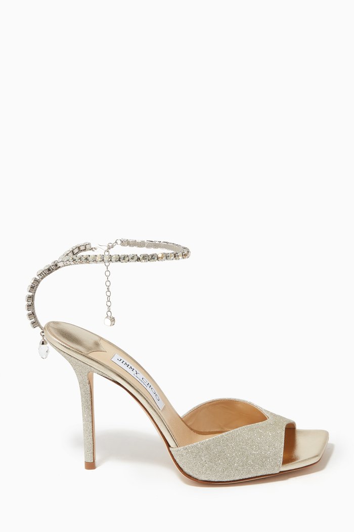 Saeda 100 Sandals in Glitter Fabric, Silver