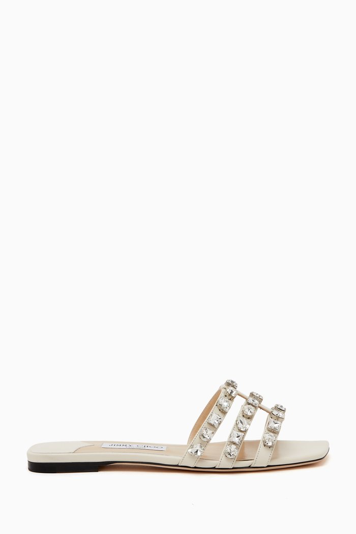 

Hazal Flats in Crystal Embellished Nappa, White