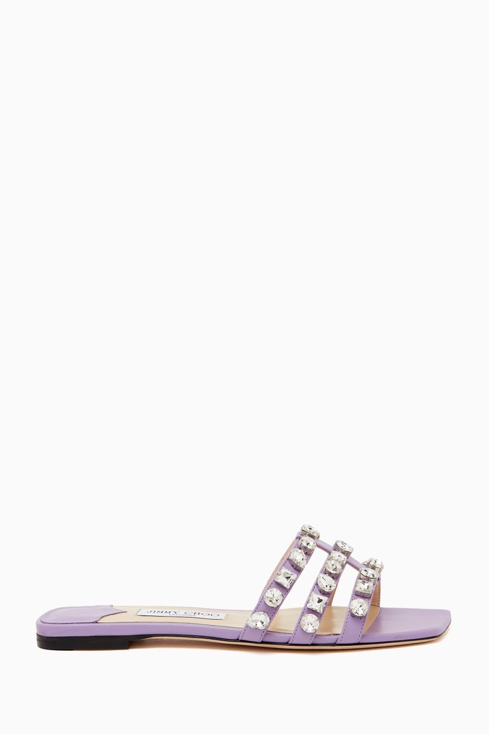Hazal Flats in Crystal Embellished Nappa, Bright purple