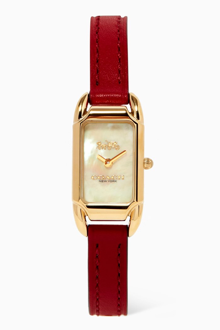 

Cadie Quartz Gold-plated Steel & Leather Watch, 17.5 x 28.5mm, Red