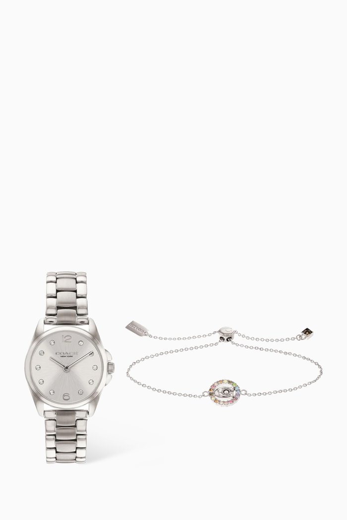 

Greyson Quartz Stainless Steel Watch & Bracelet Gift Set, 28mm, Silver