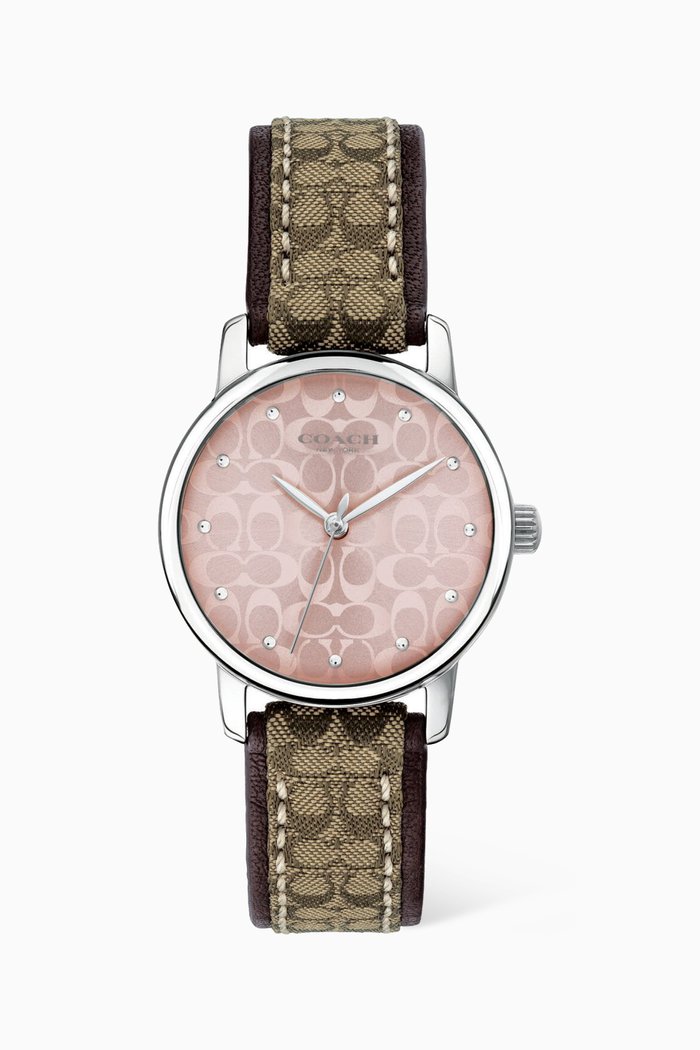 

Grand Quartz Stainless Steel & Leather Watch, 28mm, Brown
