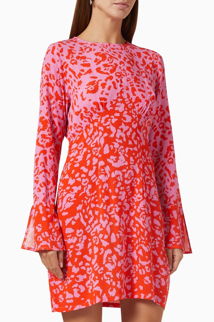 

Lily Animal-print Mini Dress in Viscose, Multicolour