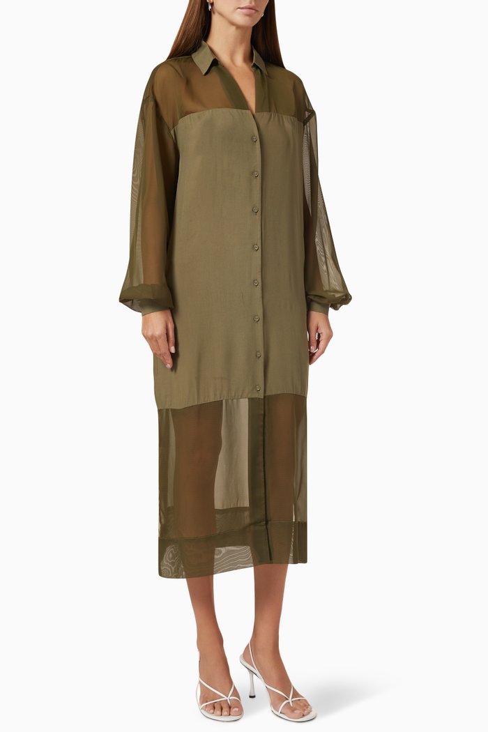 

Lila Midi Shirt Dress in Viscose, Brown