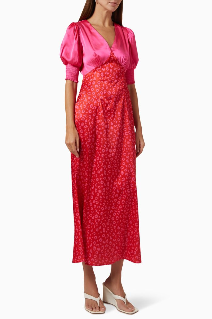 

May Animal-print Midi Dress in Satin, Multicolour