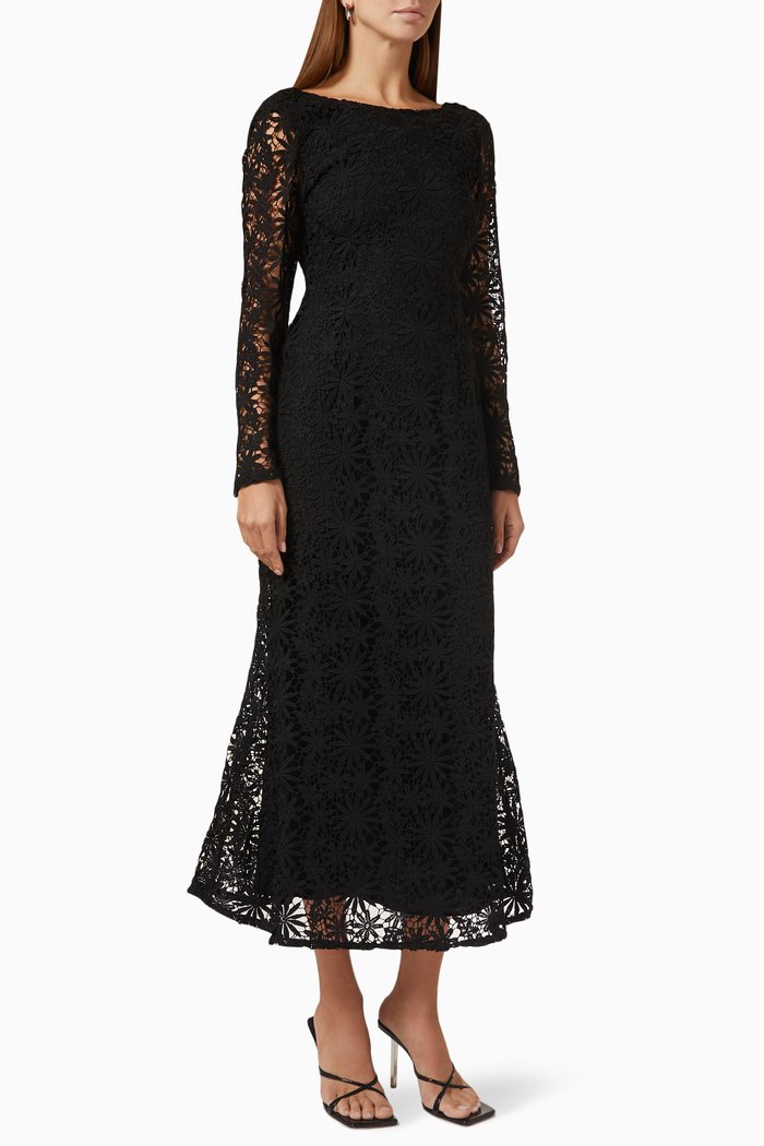 

Gaby Midi Dress in Lace, Black