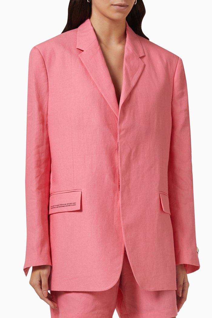 

Tailored Blazer in Aloe Linen, Pink