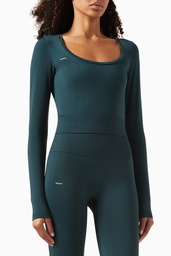 

Activewear Crop Long Sleeve Top, Green