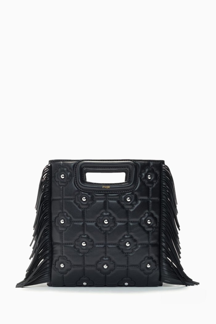 

122 Padded Clover M Bag in Smooth Leather, Black