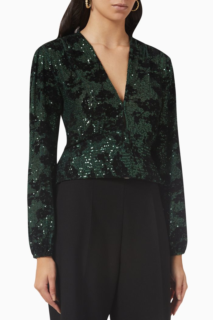 

Liletie Top in Velour, Green