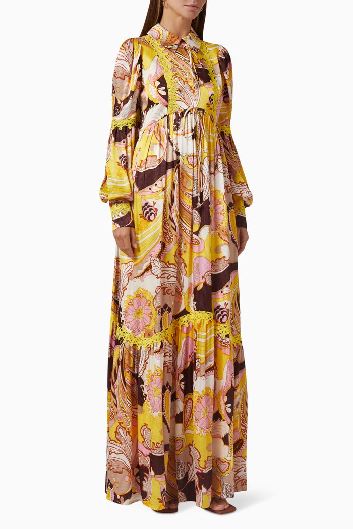 

Printed Shirt Dress in Viscose, Multicolour