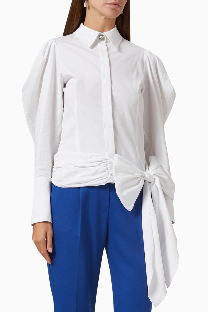 

Bow Shirt in Cotton Poplin, White