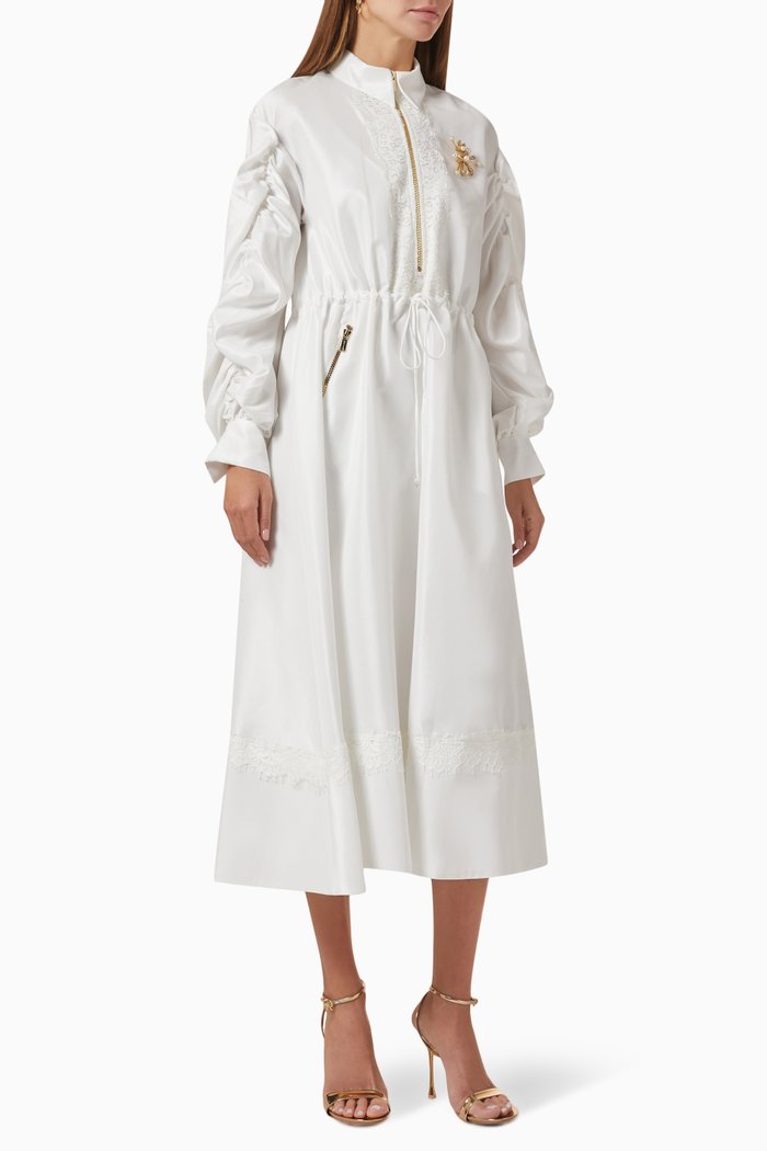 

Zipped Midi Shirt Dress, White
