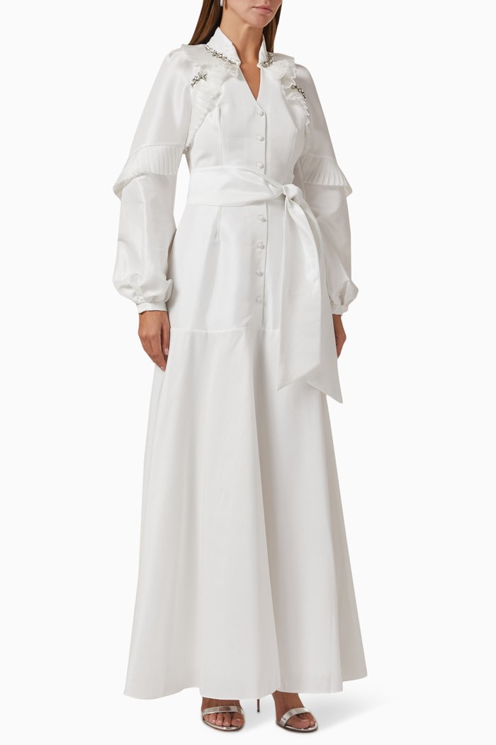 Ruffled Maxi Dress, White