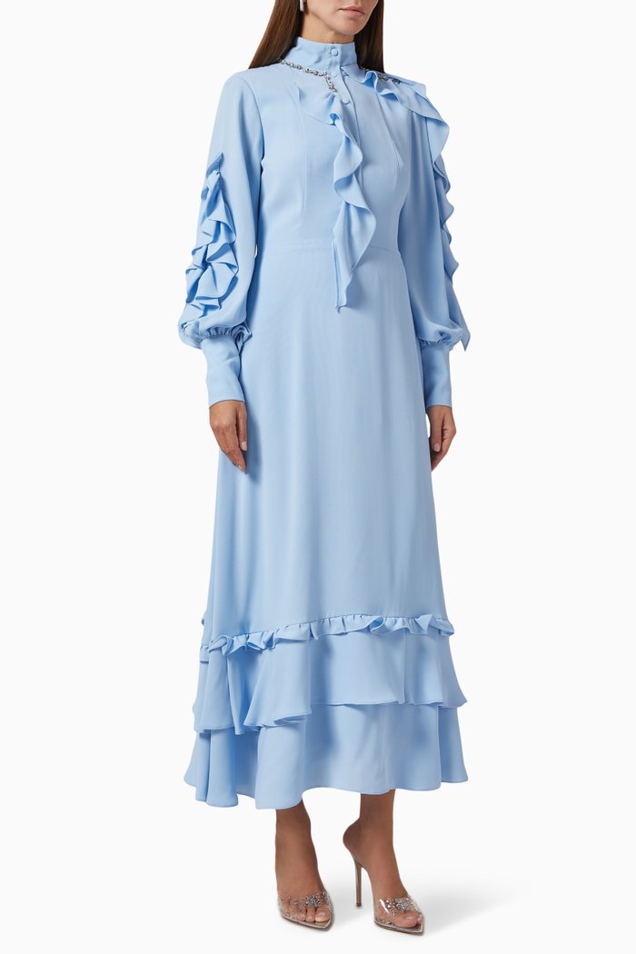 

Ruffled Midi Dress, Blue