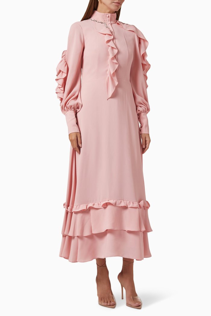 

Ruffled Midi Dress, Pink