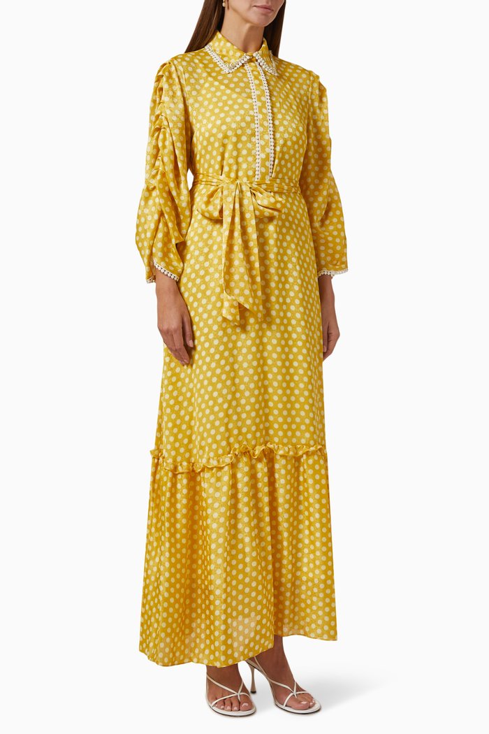 Polka Dot Maxi Dress, Yellow