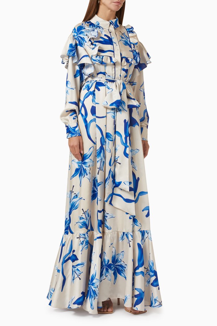 

Floral Print Maxi Dress, White