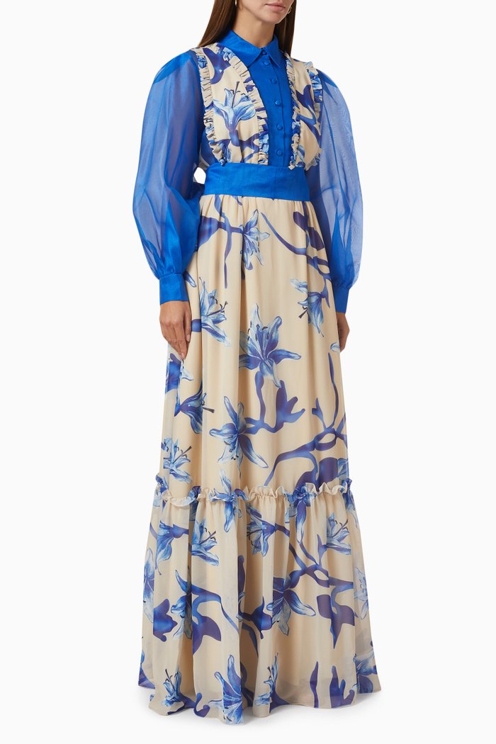

Floral Print Maxi Dress, Blue