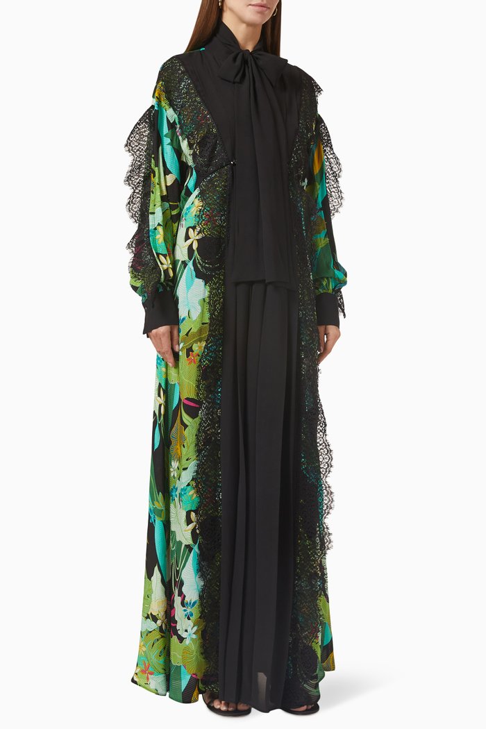 

Ruffle Printed Dress, Green