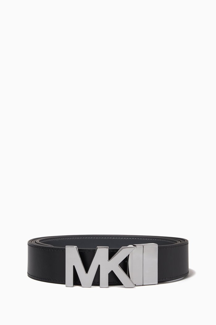 

Logo Buckle Reversible Belt in Leather, Black