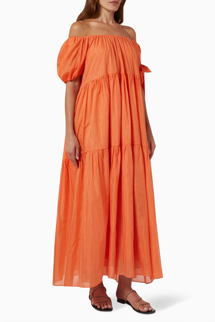 

Joanne Dress in Cotton & Silk Blend, Orange