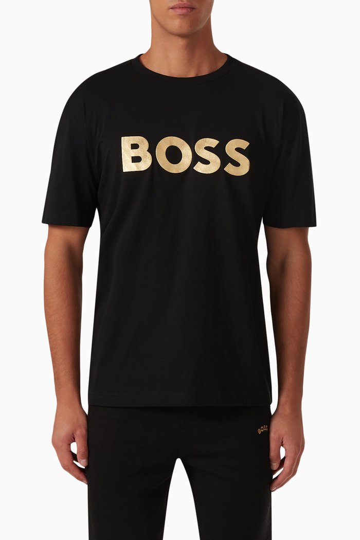 

Metallic Logo T-shirt in Cotton Jersey, Black